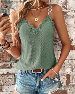 Débardeurs pour femmes Camis Nouvelle fille d'été femmes dentelle épissage évider Crochet Camisole réservoir coton Cami chemise sans manches dames Sexy mince gilet hauts T231027