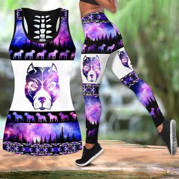 Damestanks Camis Pitbull Legging holle tank top combo zomer casual yoga broek fitness girls sport leggings voor meisjeswomen's