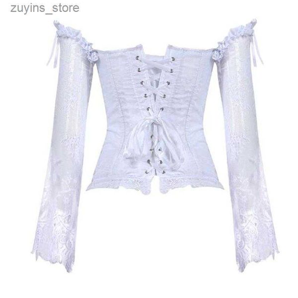 Tanks de mujer Camis Plus Sall Sallpunk Corsé de corsé Sexy Camiseta de encaje de manga larga Corselet Bustiers Top Victorian Club Wedding Farty L49