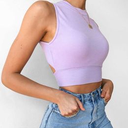 Damestanks Camis Sexy Backless Women Tanktop Bandage Slim Crop Top Summer 2022 Casual Streetwear Tops Solid Cotton Soft Criss Cross Top Y2302