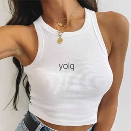 Tanks pour femmes Camis Sans manches Crop Top Ribbed Tops Femme Summer Casual Short V Crop Top sexy Top Top Candy Couleurs