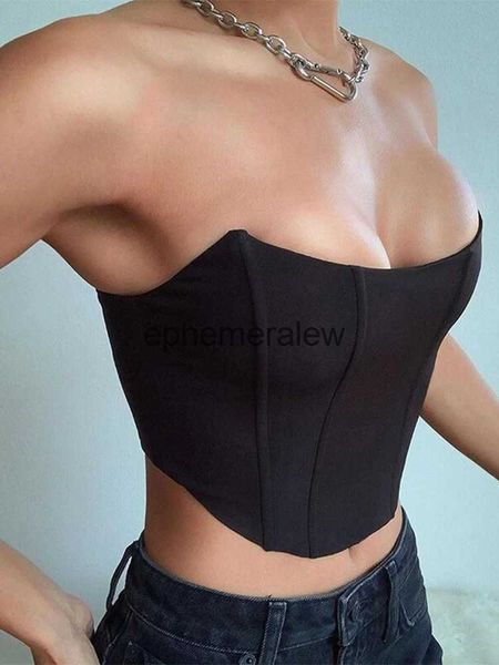 Débardeurs pour femmes Camis sans manches épaule velours mode sexy corset crop tops gilet sous-vêtements féminins dos nu bustier top solidephemeralew