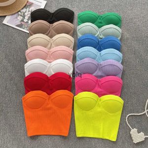 Tanques de mujer Camis Sin tirantes Estilo Wern Tanques ajustados Camis para mujer Verano Casual Colores sólidos Corsé femenino Crop Tube Tops con incorporado Brasyolq