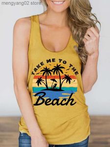 Débardeurs pour femmes Camis Summer Beach Débardeurs Femmes Take Me To The Coconut Tree Racerback Tops Lettre sans manches Graphic Shirts Vacation Vest 2023 T230517