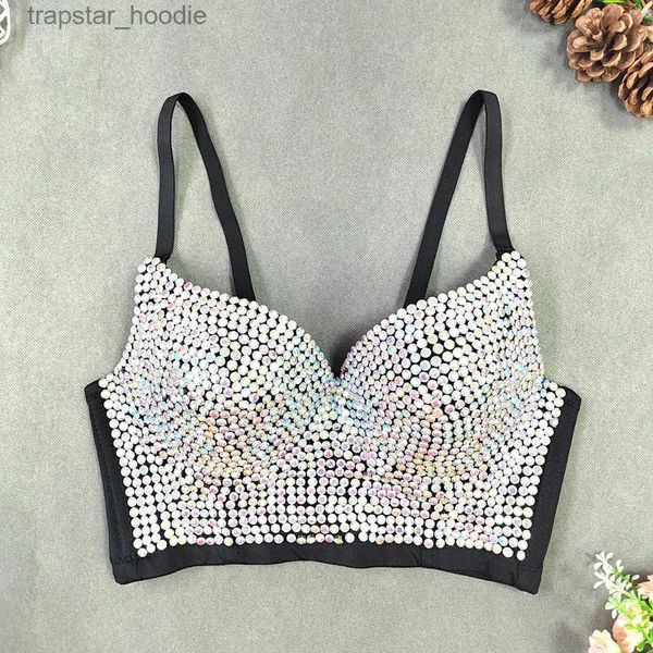 Tanques de mujer Camis Calidad de verano Tops High End Tops Mujeres Mujeres Luxury Bling Pushier Bustier Damas Top Camis Y2K Tank Woman Ropa L231220