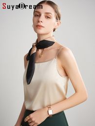 Débardeurs pour femmes Camis SuyaDream Femmes 100% vraies camisoles en soie Camisoles solides et confortables Printemps Été Gilets de base T-shirt blanc de base 230705