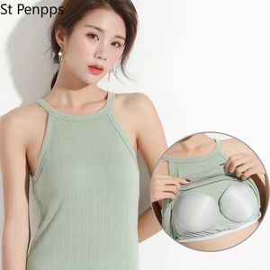 Débardeurs pour femmes Camis Débardeur Femmes D'été ONeck Sans Manches Soutien-Gorge Rembourré Camisole Dames Sexy Casual Mince Solide Bralette Poitrine Pad Gilet 230727