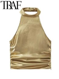 Tanks pour femmes camis traf tienda fayer féminin hangage en métal haut de gamme ultra mince sans bretelles