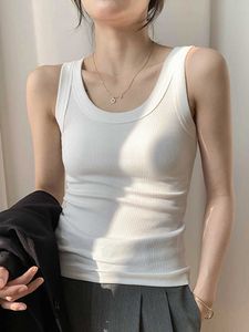 Tanques de mujer Camis UPTOAILEI Knit White Women Chaleco Tank Top Tight Ribbed Mujer Sexy Correas gruesas Simple Casual Fitness Basic Solid Summer Clothing Y2302
