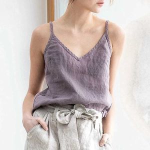 Tanks pour femmes Camis Vintage Cotton Linage Summer Tops 2023 Slveless Harajuku Top féminin basique pour filles Camisole Femmes Vêtements Femme Y240420