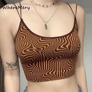 Tanks Femmes Camis WhereMery Imprimer Strap Débardeur Femmes Sexy Dos Nu Sans Manches Moulante Crop Tops Été Lady Streetwear Esthétique Gilet Y2K 230417