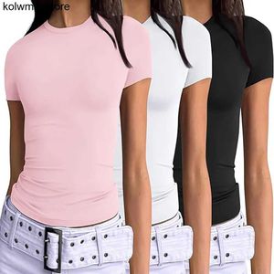 Damestanks Camis witte korte mouw T-shirt vrouwen 2024 Zomer schattig 2000s y2k roze crop top dames sexy o nek t-shirt causale t-shirt zomerkleding S24514