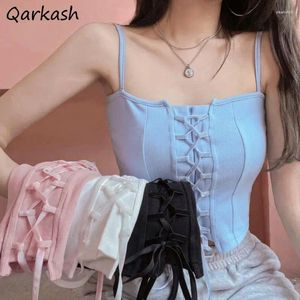 Dames Tanks Camis Dames Vetersluiting Ontwerp Uniek Slim Fit Street chic All-match Koreaans Trendy Zoet Sexy Meisjes Zomer Crop Tops Y2k Chic