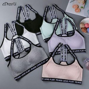 Damestanks Camis Women Sport Bras Tanktops Peace Love Cotton Lingerie Y Back Rettery Camisole Wireless Daily Night Bra CHT-2