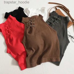 Tanks Femmes Camis Femmes Vintage Chinois Bouton Débardeurs Fe Frog O-cou Selveeless Élégant Crop Tops Hors Épaule Tops L231220