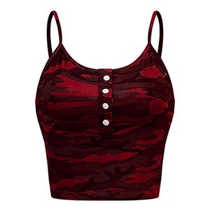 Débardeurs pour femmes Camis haut de style corset pour femmes sans manches Oneck Button Up Casual Camouflage Print Vest Cami Tank Top top triangulo verano # 40 Z0510