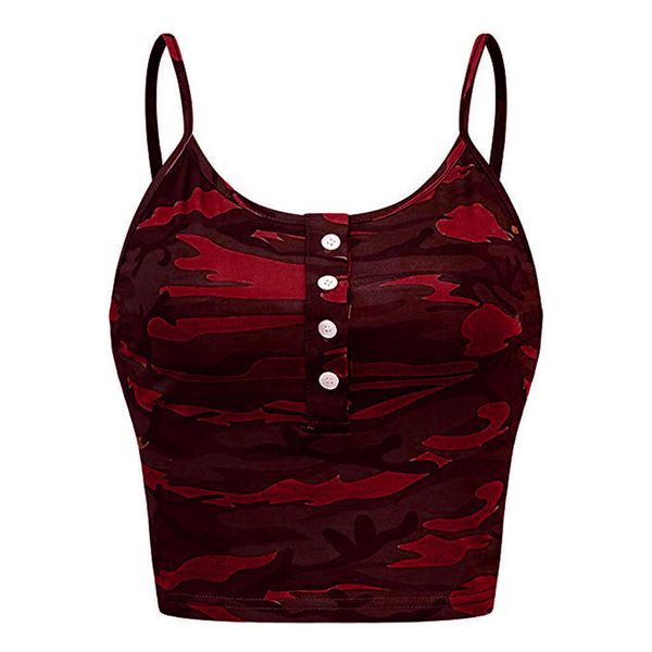 Tanques de mujer Camis top de estilo corsé para mujer Sin mangas Oneck Button Up Casual Camouflage Print Chaleco Cami Tank Top top triangulo verano # 40 Z0510