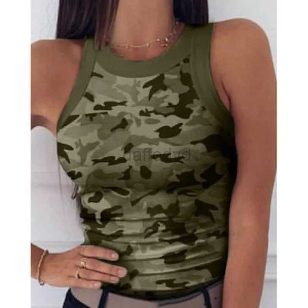 Tanques de mujer Camis Chaleco de carreras con cuello redondo estampado para mujer 2023 Chaleco sin mangas con estampado de camuflaje de verano sexy para mujer Chaleco grande para mujer 24326