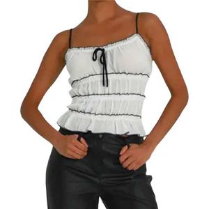 Damestanks Camis Xingqing Camisole Top Y2K Esthetische kleding Vrouwen Spaghetti -band Slavelloze Backless Ruched T -shirt Sling Vest 2000s Kleding Y240420