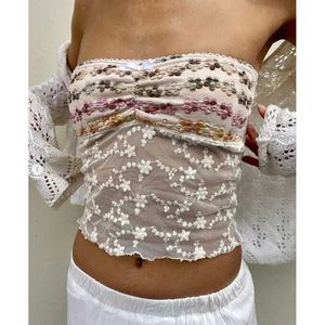 Tanks pour femmes Camis Xingqing Crop-top y2k esthétique pour femmes décoration de dentelle de lace