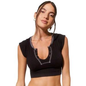 Tanques de femmes Camis Xingqing Crop-Crops Crops Femme 2000 Aesthée V Col sans tanques en tricots Slevel Slvelets