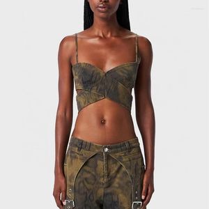 Dames Tanks Camouflage Bustier Top Mode Sexy Dames Hemdje Hemd Hoge Kwaliteit Veelzijdig Corset Lente 2024 Y2k