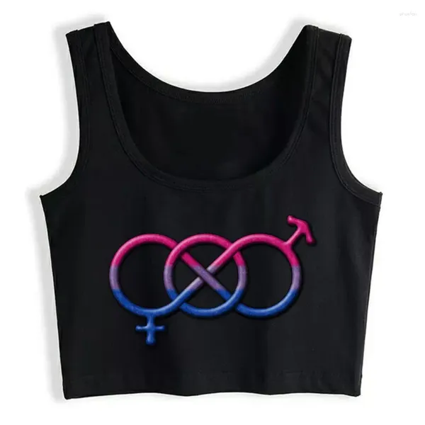 Camisetas sin mangas para mujer, Top corto para mujer, Orgullo Bisexual, nudo de género, cuello redondo, Tops Vintage sin mangas para mujer