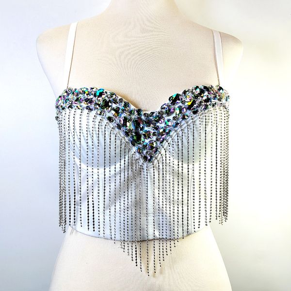 Débardeurs pour femmes Crop Top Strass Soutien-gorge Mode Discothèque Corset Coquette Vêtements Rave Festival Bustier Femme Summer Party Gilets sans manches