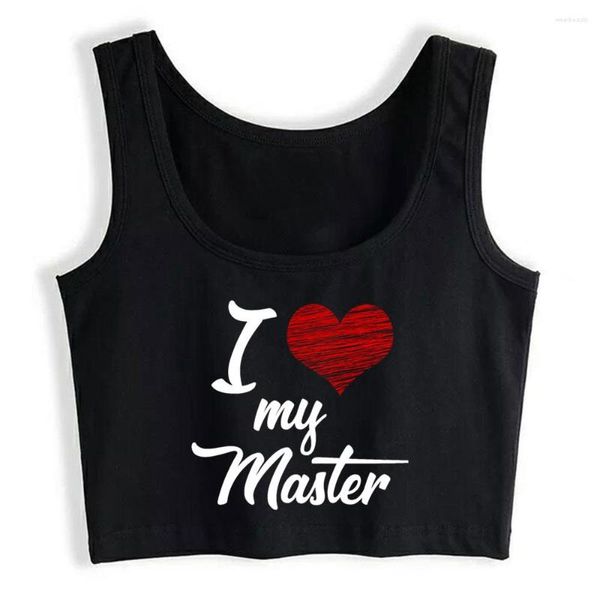 Camisetas sin mangas para mujer, Top corto deportivo I Love My Master Bdsm sumiso, regalo de esclavo, Tops blancos personalizados para mujer