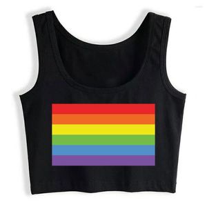Camiseta sin mangas para mujer, Top corto deportivo con bandera del arcoíris, camisetas de algodón con inscripción para lesbianas bisexuales Lgbt Gay Pride Kawaii para mujer