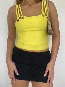 Débardeurs pour femmes, jolis camis d'été Y2k, vêtements jaunes, hauts courts sexy pour femmes 2023
