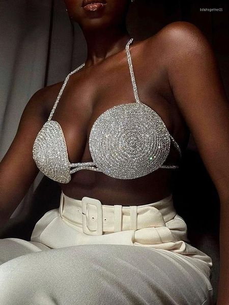 Les réservoirs de femmes Delive Teger 2023 Été Crystal Diamond Diamond Bikini Bra Bijoux Sexe Suspender Top Top Nightclub Vêtements