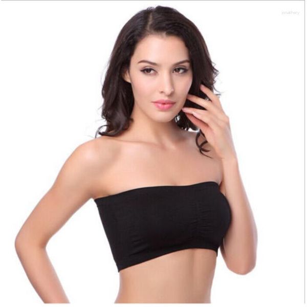 Débardeurs pour femmes Double Couches Plus La Taille Sans Bretelles Soutien-Gorge Bandeau Tube Amovible Rembourré Haut Extensible Sans Couture Boob Crop Spaghetti Strap