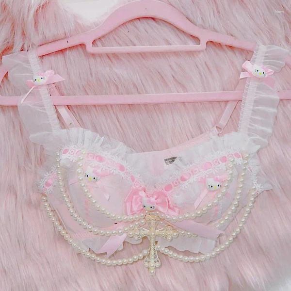 Tanks pour femmes E Vêtements de fille rose hauts de dentelle HARAjuku mode y2k top mignon accessoires Lolita Tank Kawaii