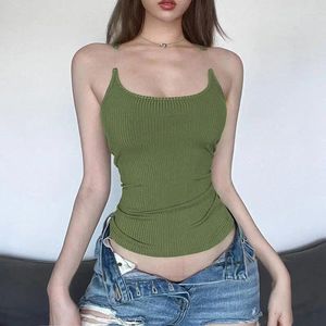 Damestanks Europese en Amerikaanse 2024 Zomermode onzichtbare Suspender Sexy Spicy Girl Solid Color Slim Fit Slimming Vest