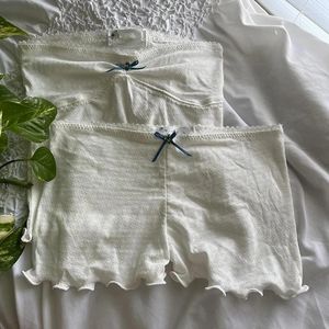 Tanques de mujer Hada Grunge Adorno de encaje Sin tirantes Top de tubo Pantalones cortos 90s Vintage Chic Mujeres Conjunto de 2 piezas Trajes Envoltura en el pecho Camisola corta sin espalda