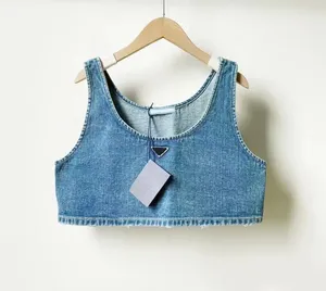 Damestanks Fashion Design Tank Top Denim ondergoed Designer merk Driehoek BH T-shirt Tube Wrap Borstvest