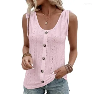 Tanks de mujer Fashion Elegant Lace Up Tank Tigh Toque para mujeres sin mangas sólido botón sólido