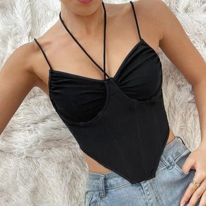 Tanks pour femmes mode sexy overbust bustier femme licou corset slim fit tops lingerie fishbone camis streetwear vest noir blanc