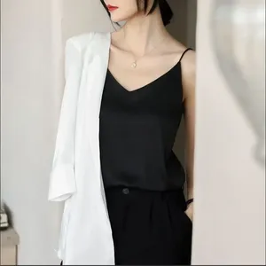 Tanks pour femmes Mode en soie en forme de satin camisole soyeuse Inner avec un fond blanc en V-col