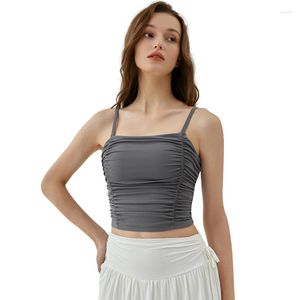 Damestanks Fashion Trend Lente zomer Stijlvolle elastische Anti Static Training Yoga Wear Gym geplooid klaar om buitenfitnesskleding te verzenden