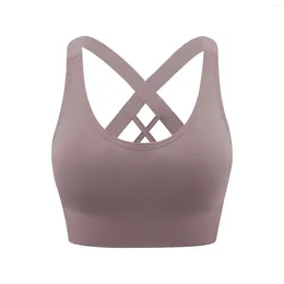 Débardeurs pour femmes, gilet de sport de Fitness, couleur unie, dos croisé, haute intensité, séchage rapide, Bralette, gilets antichoc, course à pied, Yoga