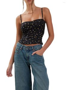 Les débardeurs pour femmes affichent votre style avec les femmes S Y2K Corset Bustier Cami Tops - Sexy Fishbone Design Low Cut sans manches rembourré Dos nu