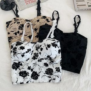 Tanks pour femmes Imprimé floral crop top femme corset sexy sous-vêtements rembourré soutien