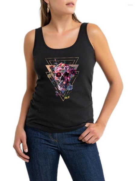 Camiseta sin mangas con estampado de calavera y mariposa para mujer, ropa de calle, camiseta sin mangas con personalidad a la moda, camisola de Fitness para gimnasio