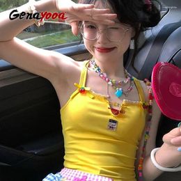 Tanks pour femmes Genayooa Y2K Vintage Tops Tops Lace Up Backless Camis Streetwear 2000 Japonais Fairycore Halter Summer Party Wear