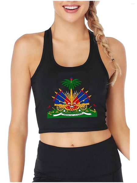 Débardeurs pour femmes Armoiries haïtiennes Symbole d'Haïti Graphique Sexy Slim Fit Crop Top Rétro Style commémoratif Débardeurs Coton Camisole