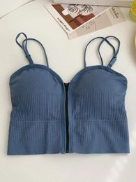 Damestanks Heliar Ziper Crop Tops Wish Peded Underwear Tube Women Cottons Basic 2024 Summer