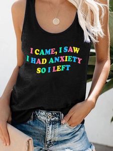 Dames Tanks I Came Saw Had Angst Dus Links Print Grappige Vrouwen Tank Tops Mouwloos Zomer Los Casual T-shirt 90's Meisjes Top