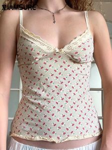 Tanks pour femmes Iamsure Casual Lace Trim Floral Camis Tops Sexy Slim V-Col à col